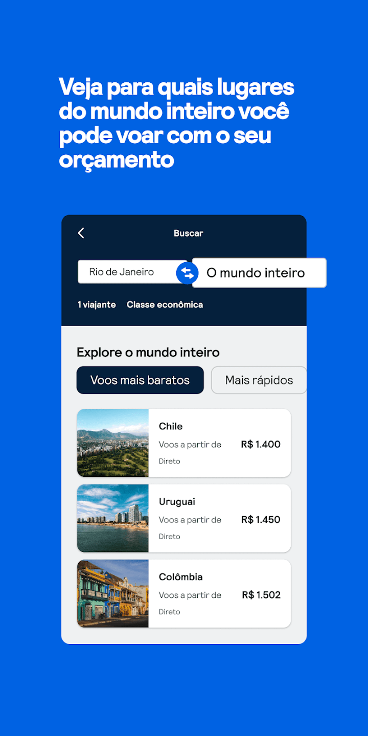 Busca do Skyscanner com destino Qualquer lugar